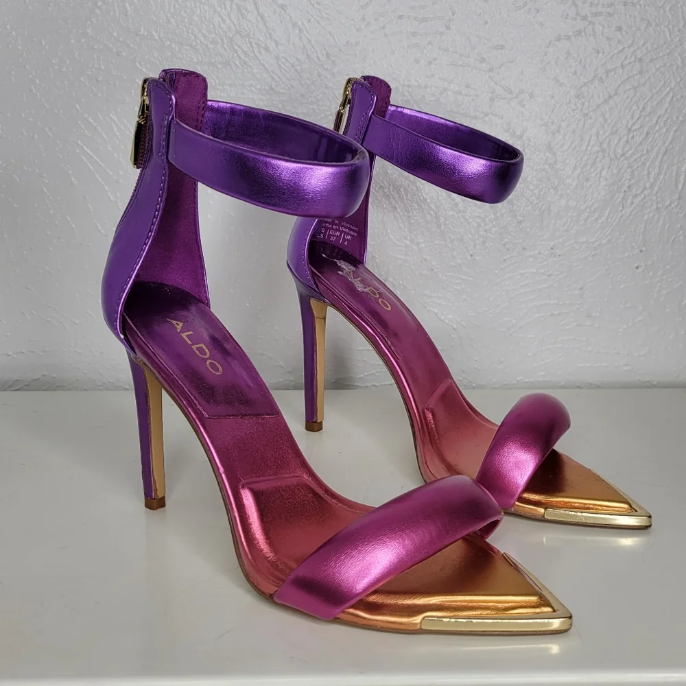 Aldo Heels Pink and Purple Ombre with Gold Point Toe Women's Size 6.5